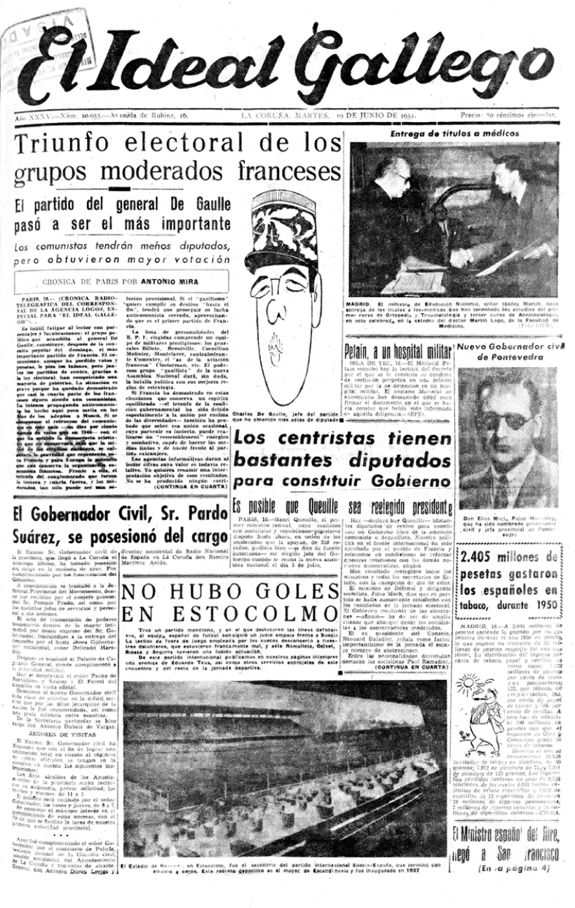 Portada de El Ideal Gallego del 19 de junio de 1951
