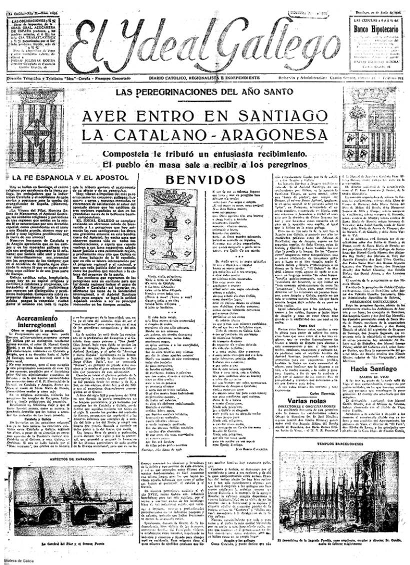 Portada de El Ideal Gallego del 20 de junio de 1926