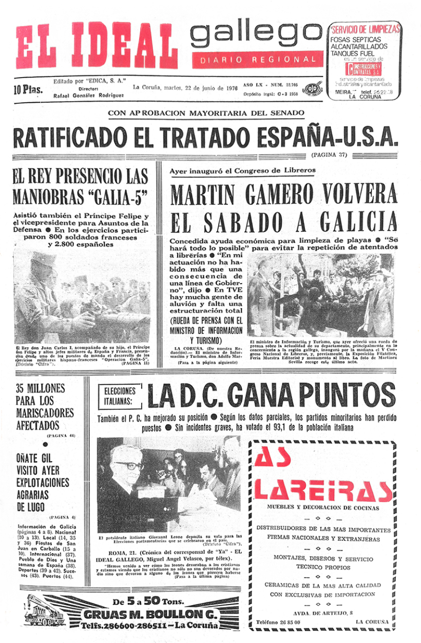 Portada de El Ideal Gallego del 22 de junio de 1976