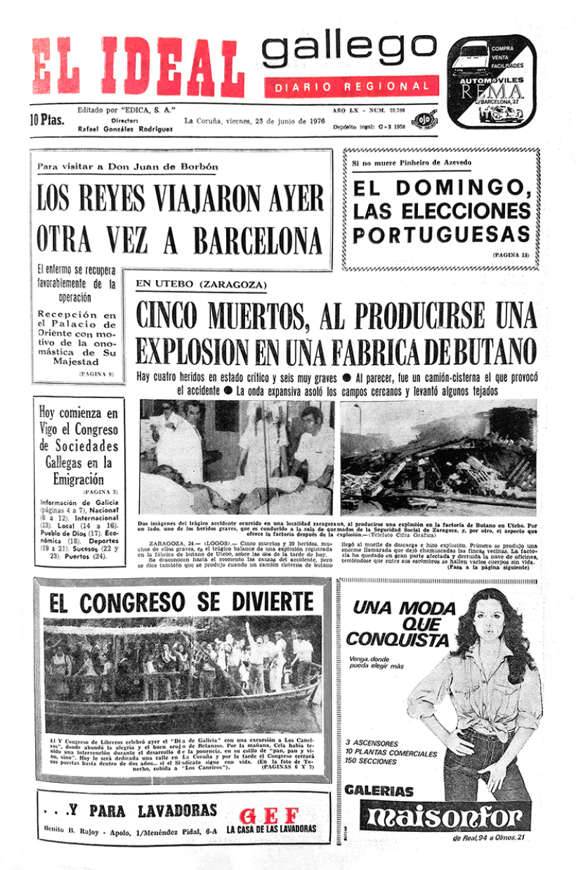 Portada de El Ideal Gallego del 25 de junio de 1976