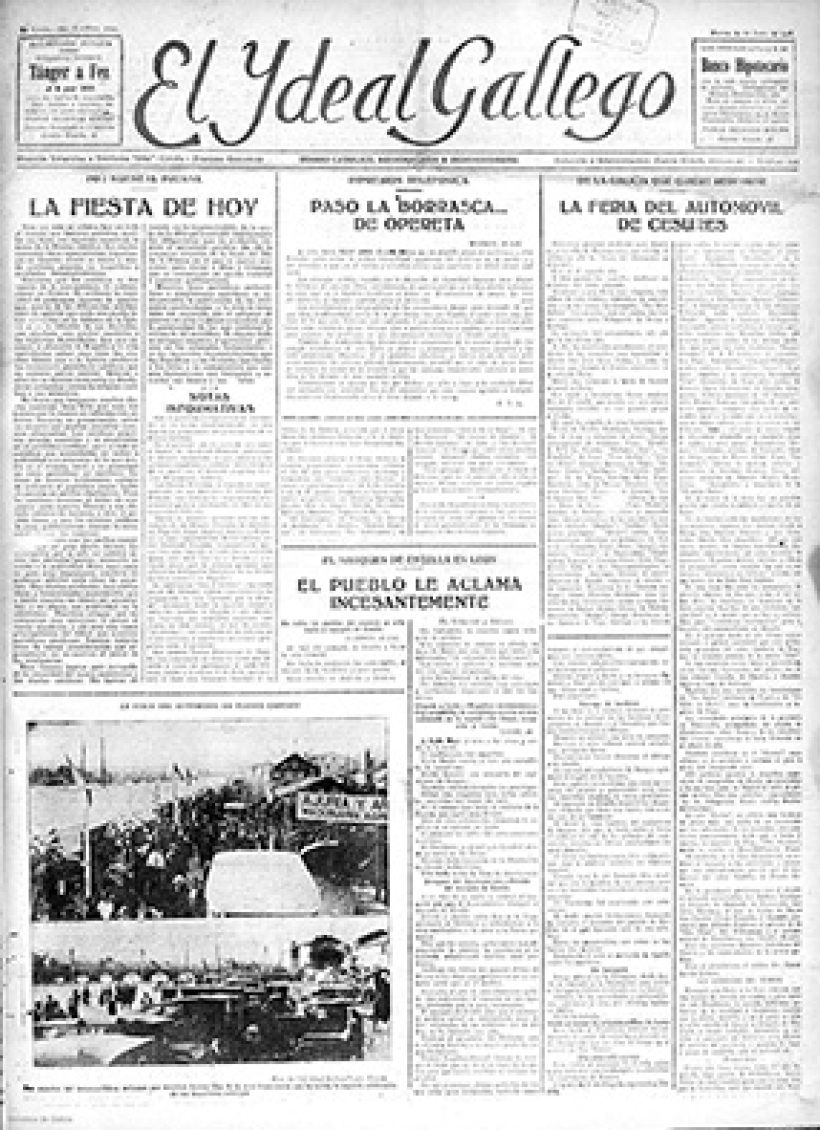 Portada del 29 de junio de 1926 de El Ideal Gallego