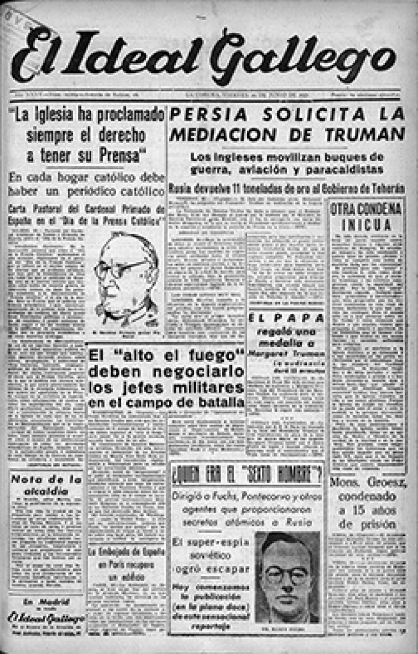 Portada del 29 de junio de 1951 de El Ideal Gallego