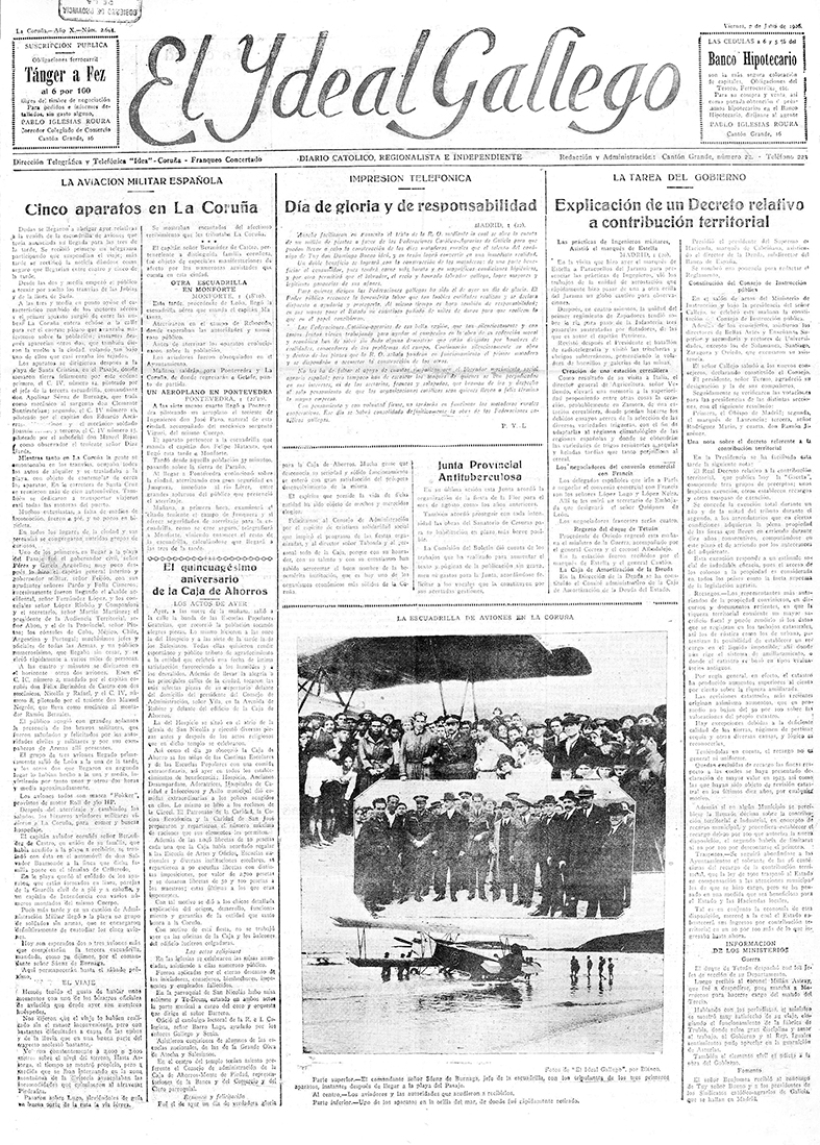 Portada de El Ideal Gallego del 2 de julio de 1926