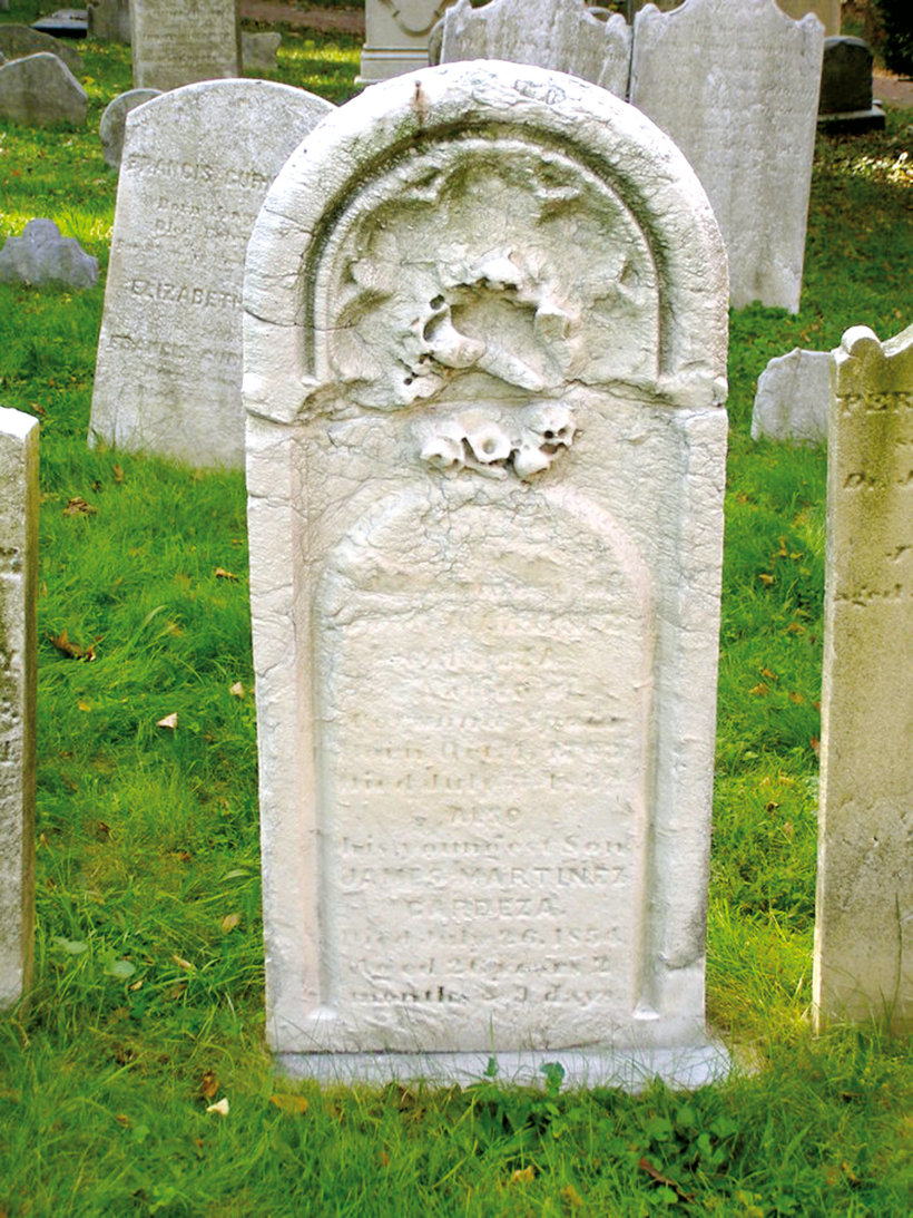 Tumba de Juan Martínez Cardeza y su hijo James en el cementerio de la Iglesia Episcopal de San Pedro, en Filadelfia