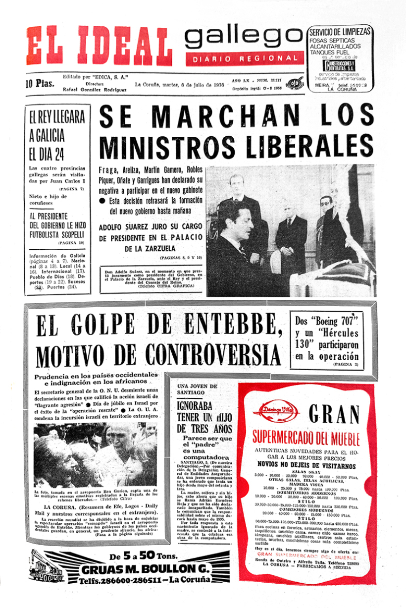 Portada de El Ideal Gallego del 6 de julio de 1976