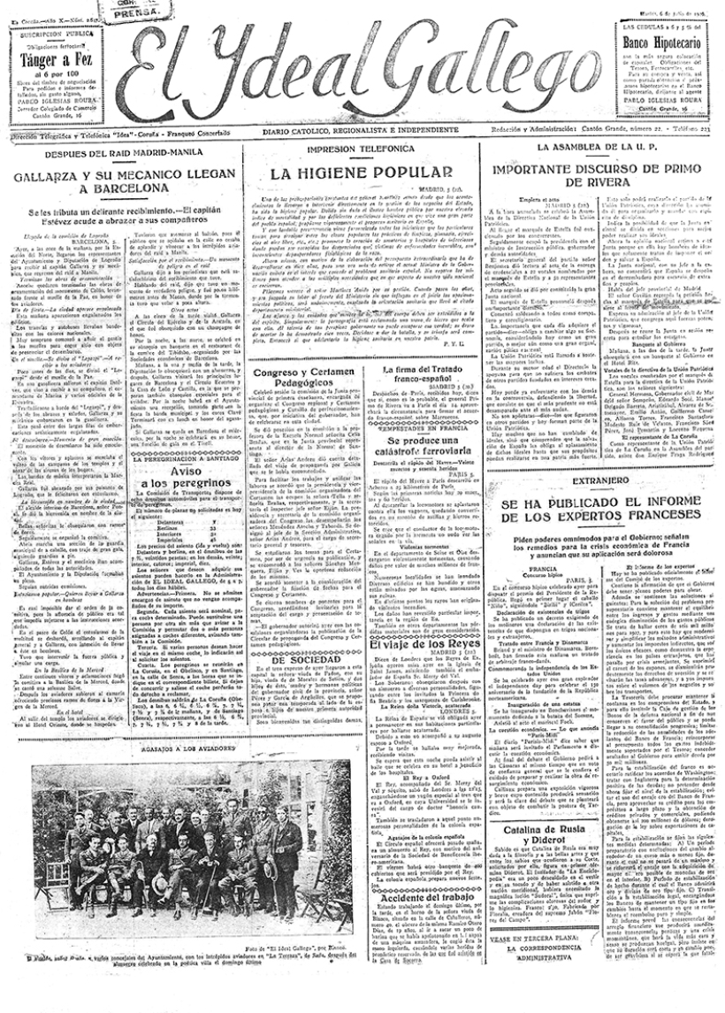 Portada de El Ideal Gallego del 6 de julio de 1926