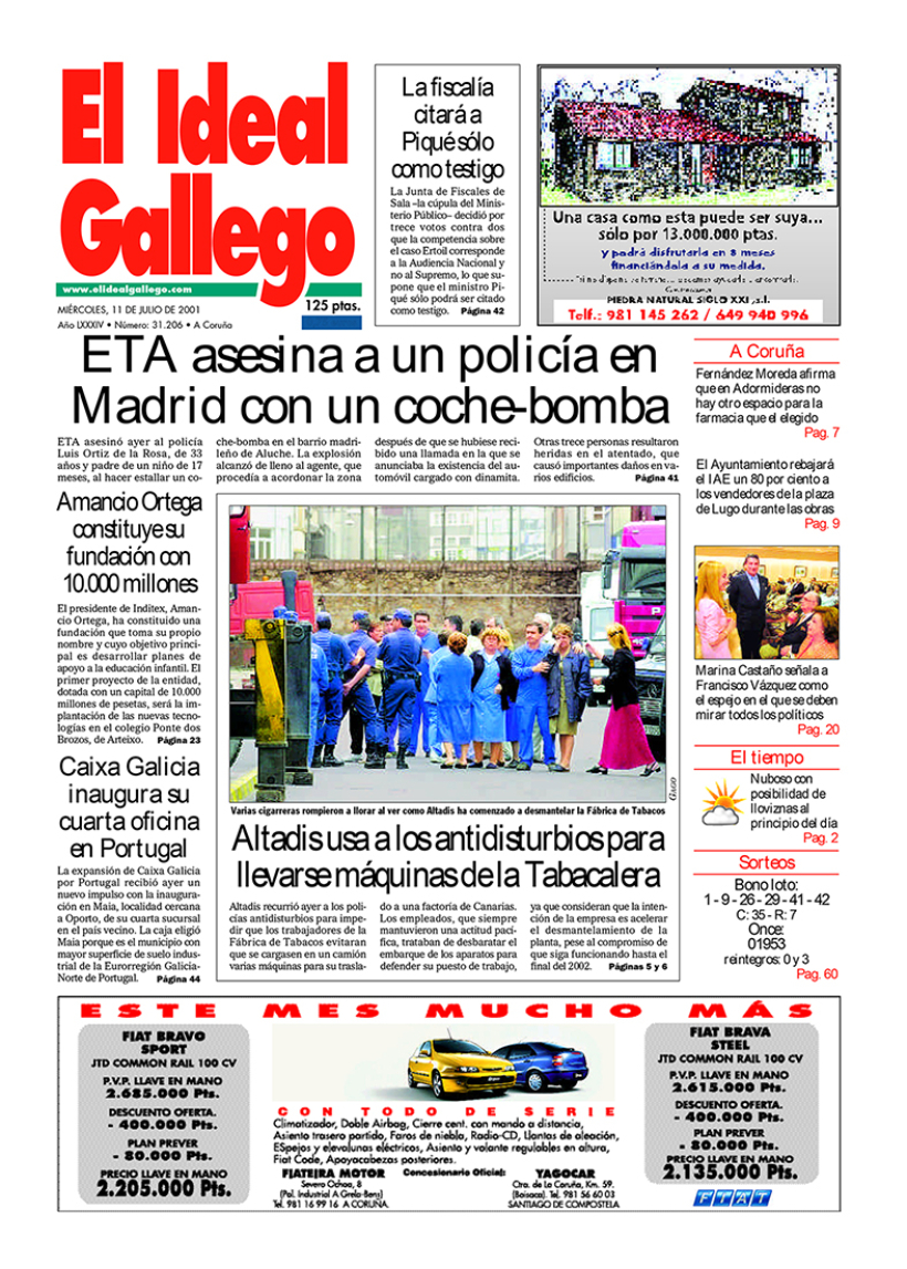 Portada 11 julio 2001