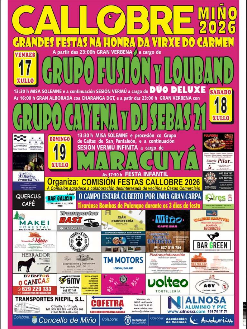 Cartel de las fiestas del Carmen en Callobre, Miño