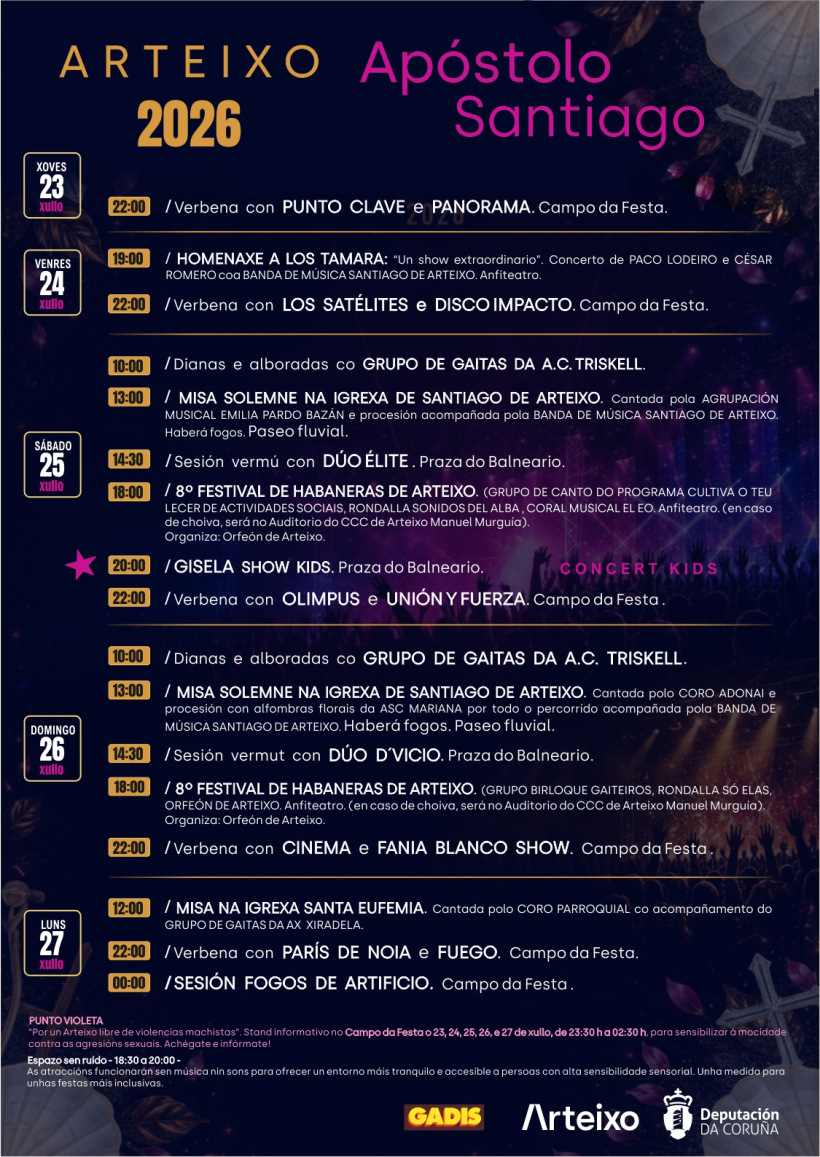 Programación Fiestas del Apóstol en Arteixo