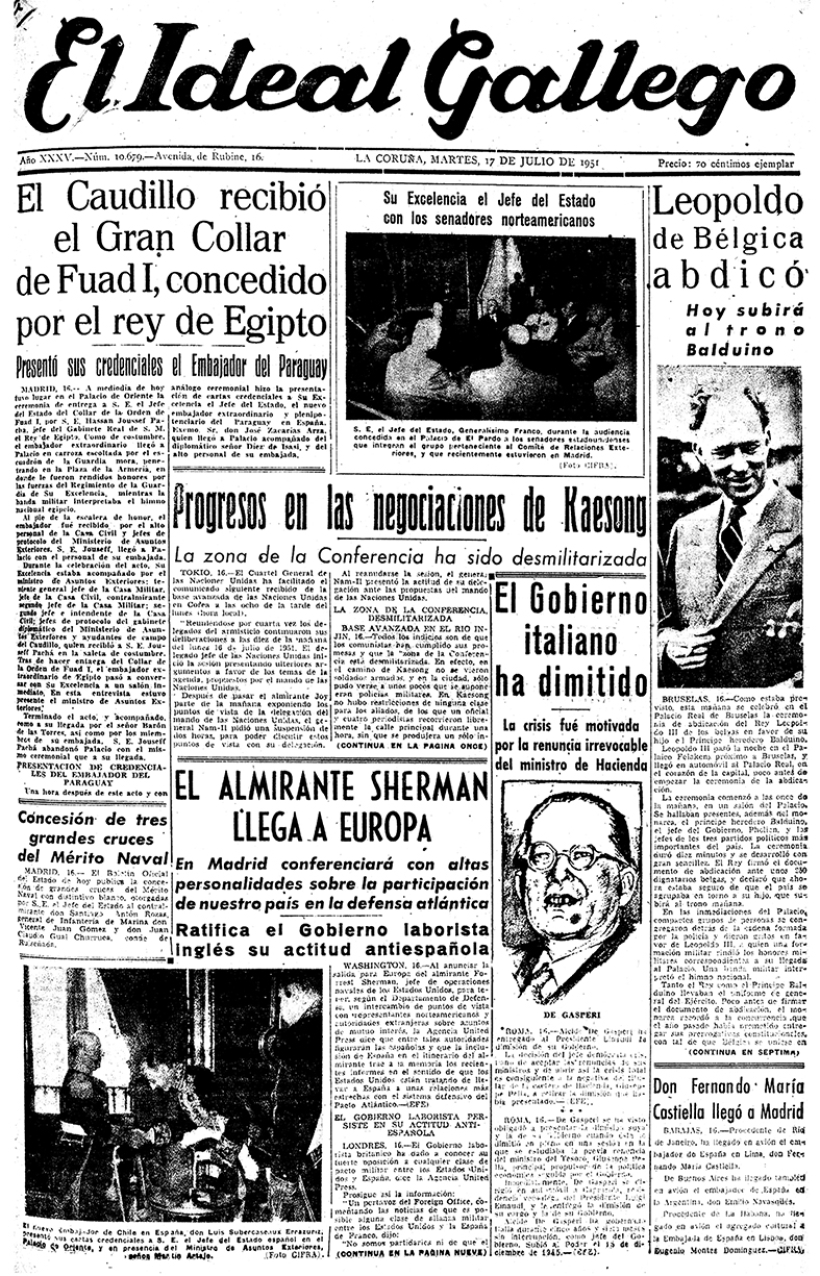 Portada de El Ideal Gallego del 17 de julio de 1951