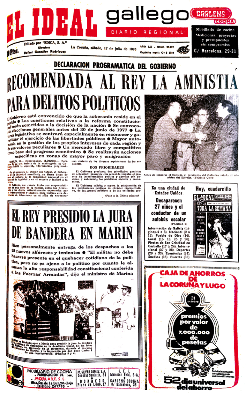 Portada de El Ideal Gallego del 17 de julio de 1976