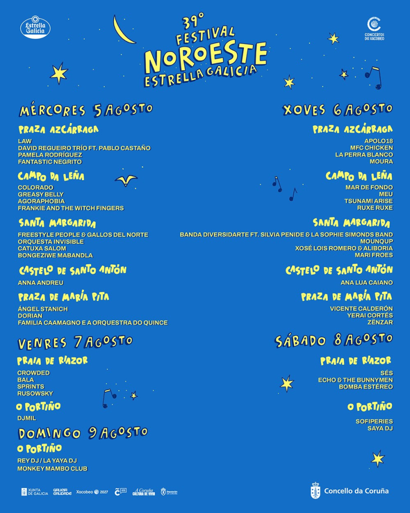 Programa por días del Festival Noroeste Estrella Galicia