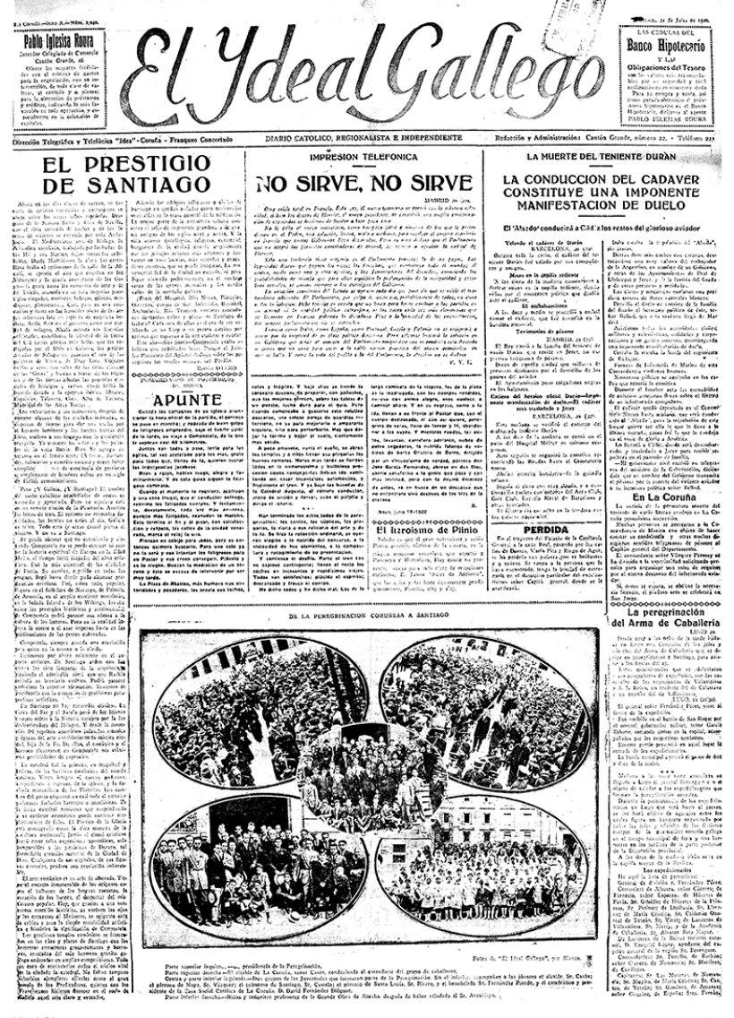 Portada de El Ideal Gallego del 21 de julio de 1926