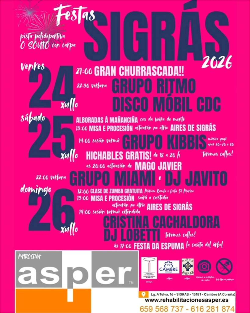 Cartel de las fiestas del Santiago Apóstol en Sigrás