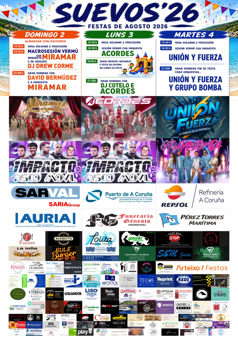 Cartel de las fiestas de agosto de Suevos 2026