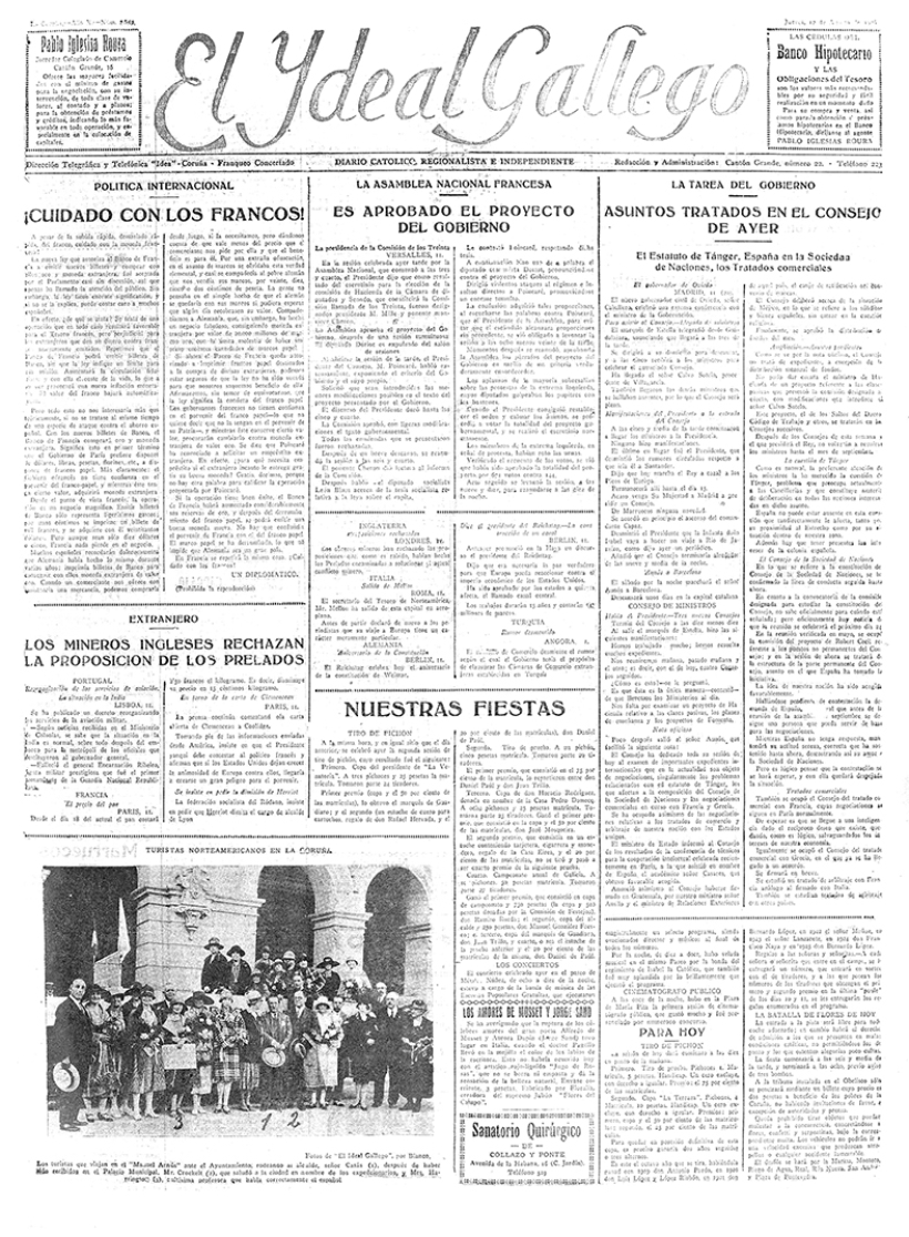Portada de El Ideal Gallego del 12 de agosto de 1926