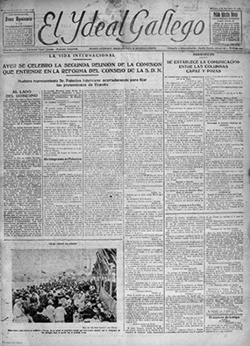 Portada de El Ideal Gallego del 01 de septiembre de 1926