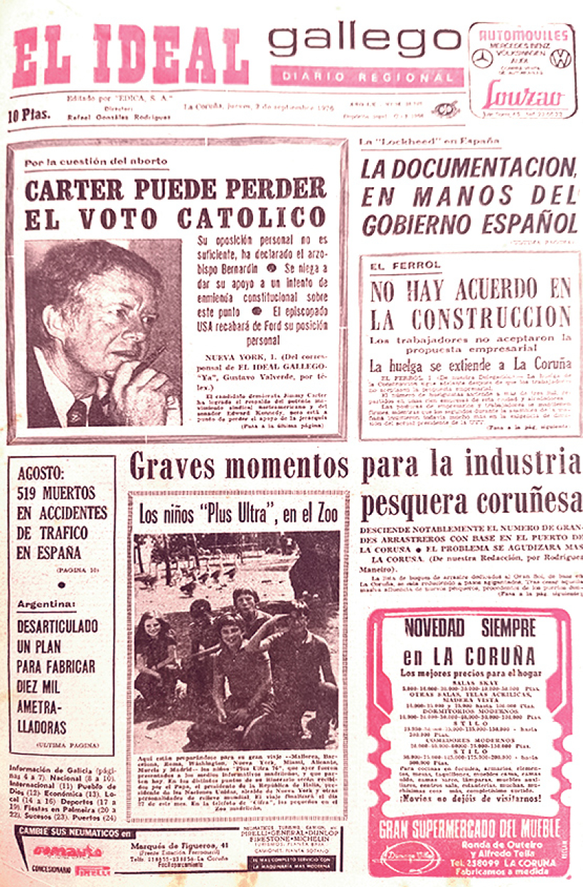 Portada de El Ideal Gallego del 2 de septiembre de 1976
