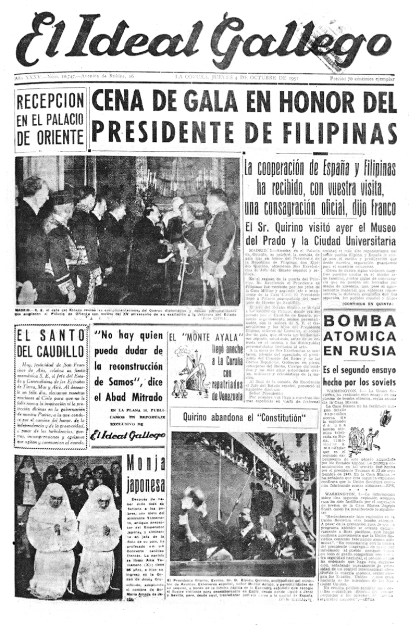 Portada de El Ideal Gallego del 4 de octubre de 1951