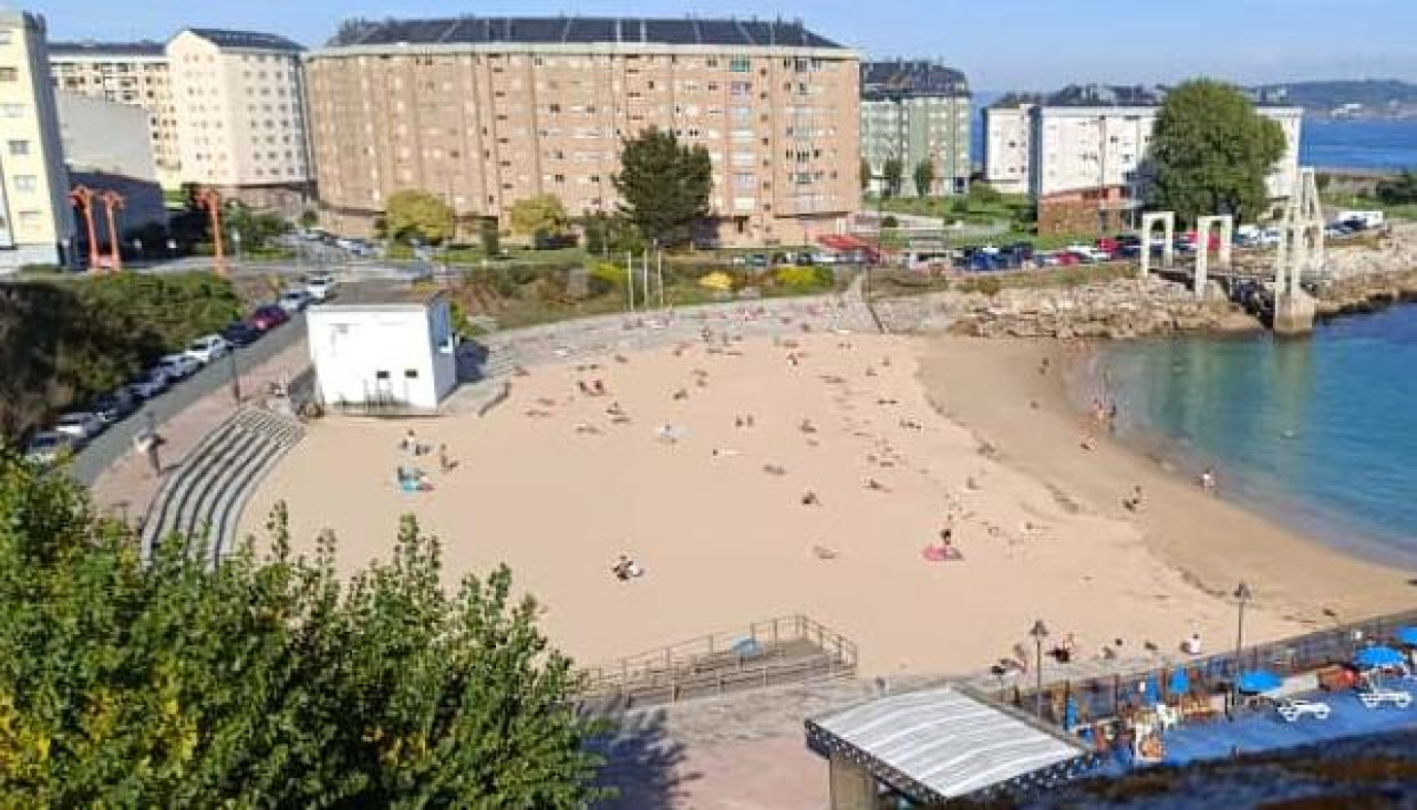 La plya de San Amaro, en A Coruña, durante la jornada de este miércoles