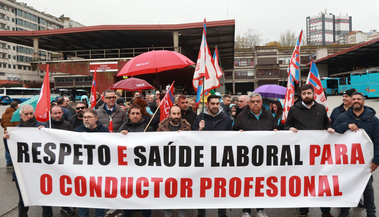 Piquete en la estación de autobuses de A Coruña