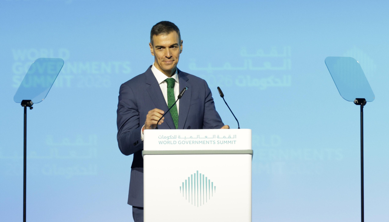 El presidente del Ejecutivo, Pedro Sánchez, durante su discurso de este martes en la Cumbre Mundial de Gobiernos 