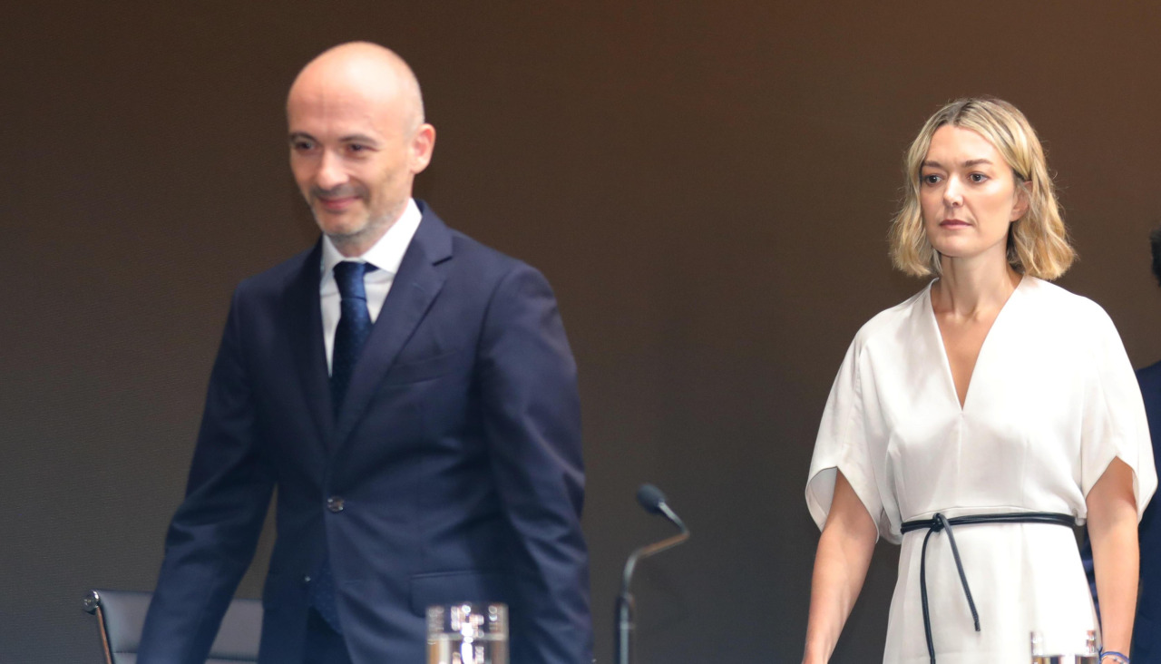 Óscar García Maceiras y Marta Ortega, durante una junta de accionistas de Inditex