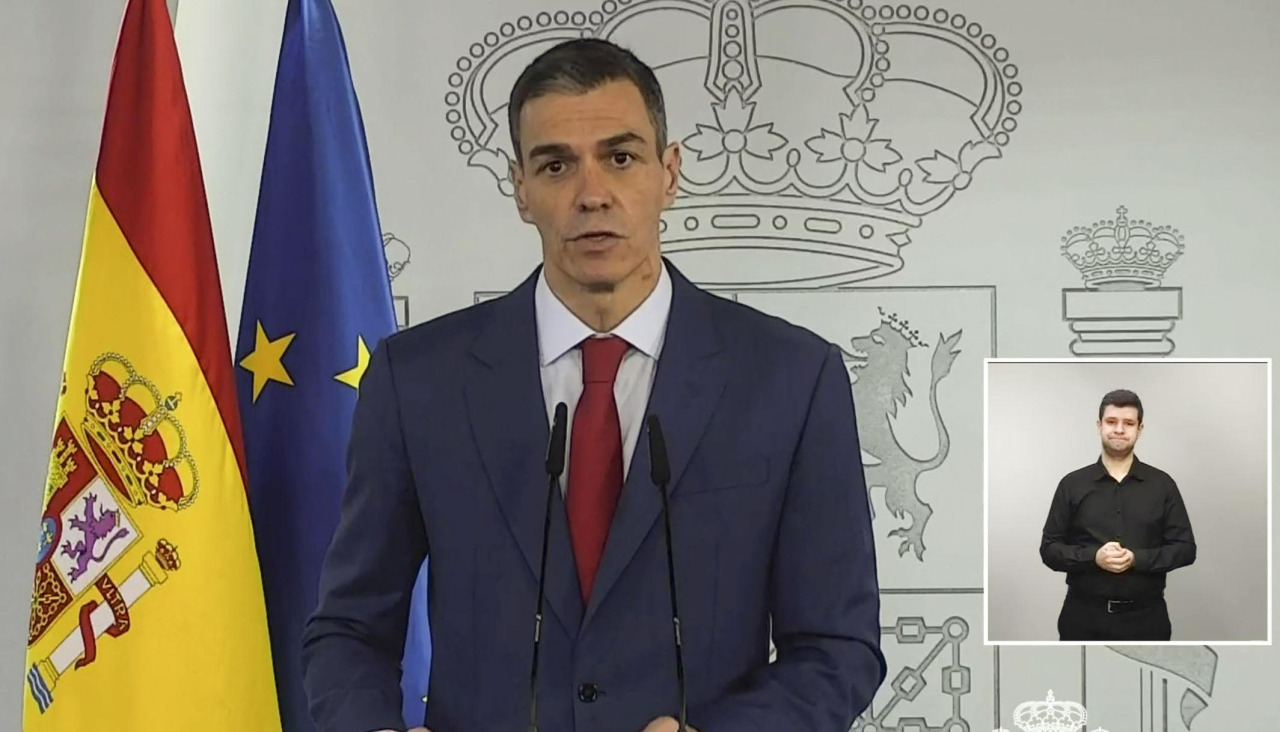 Declaración institucional este miércoles del presidente del Gobierno español, Pedro Sánchez