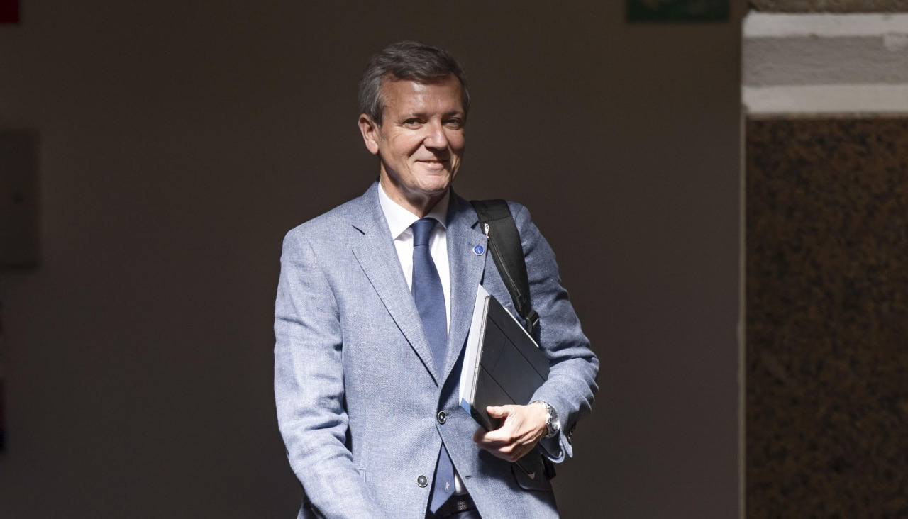 O presidente galego, Alfonso Rueda, este luns, antes da reunión do Consello