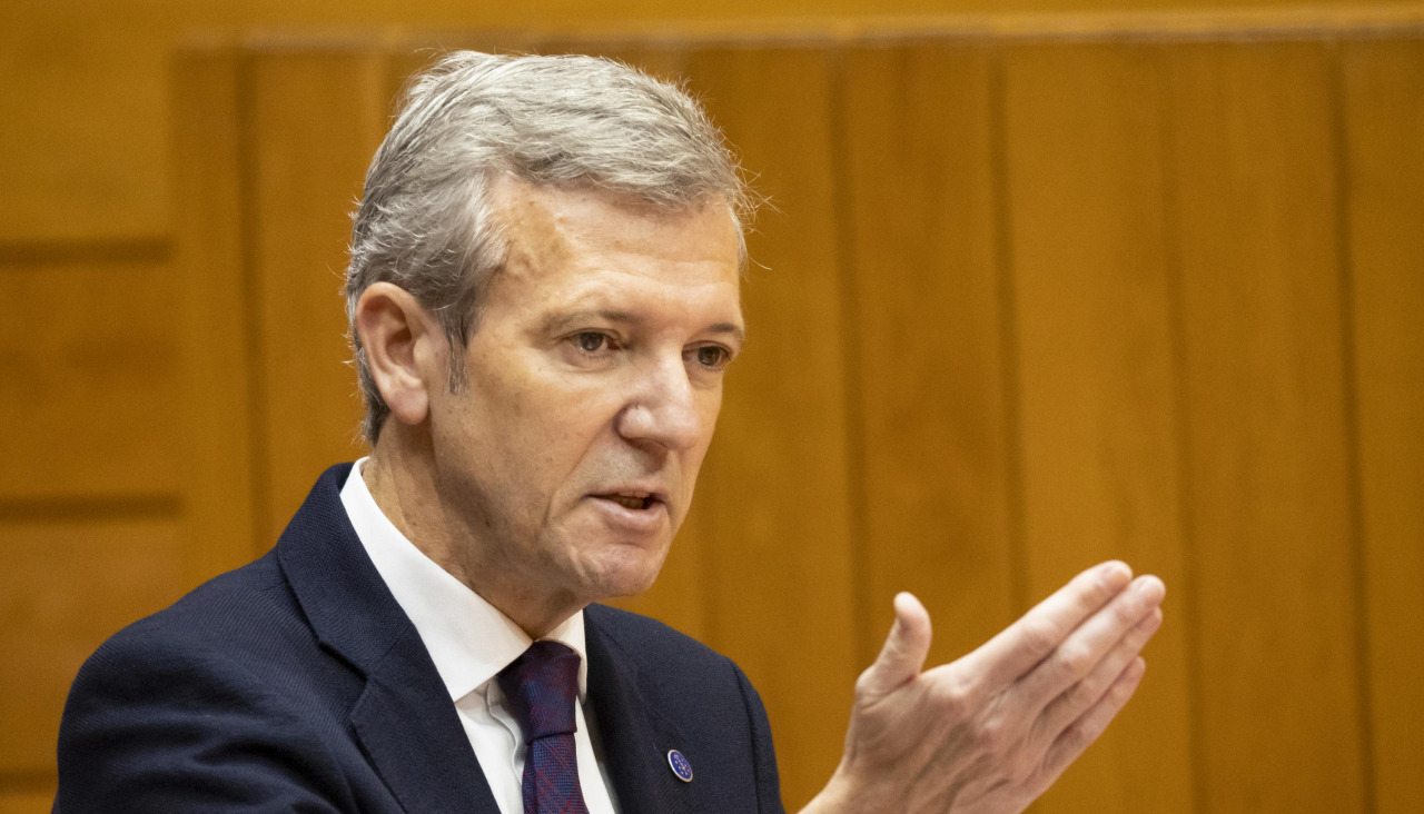 Alfonso Rueda, este martes durante el Pleno de la Cámara gallega