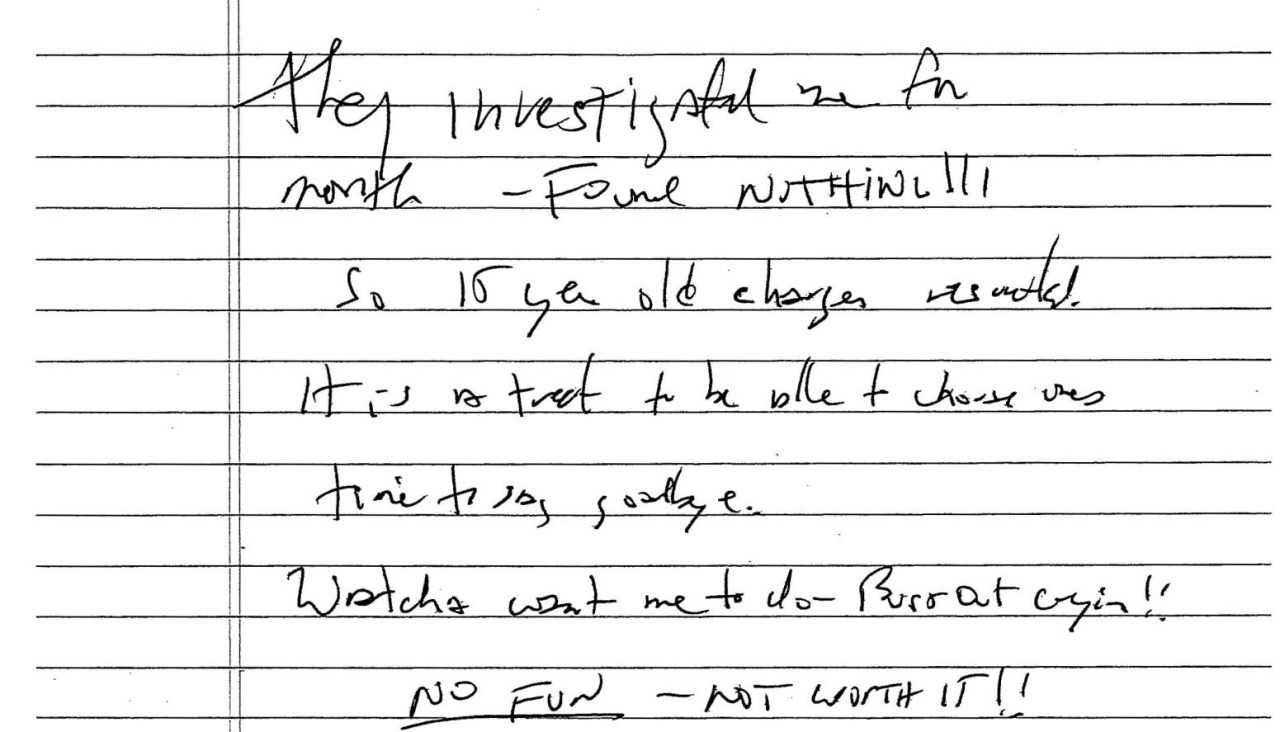 UImagen de la nota manuscrita de Epstein
