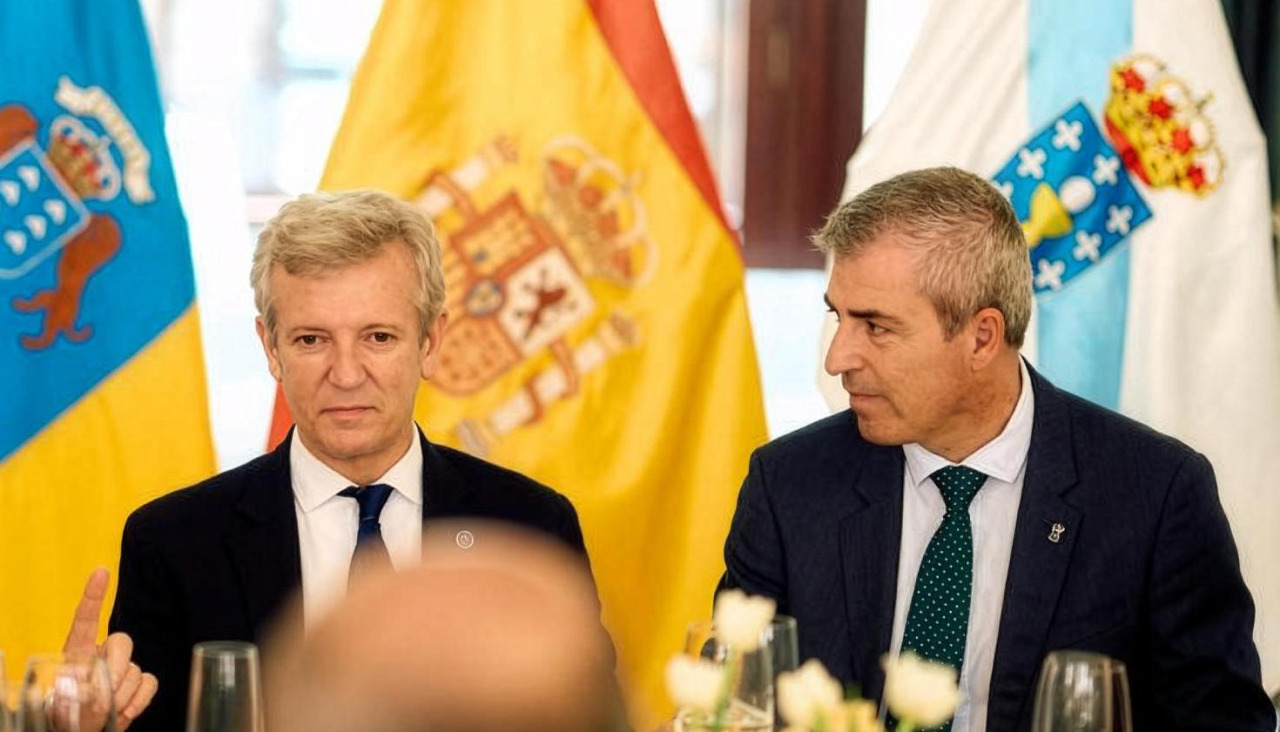 Rueda y Domínguez, en un momento del almuerzo de este viernes