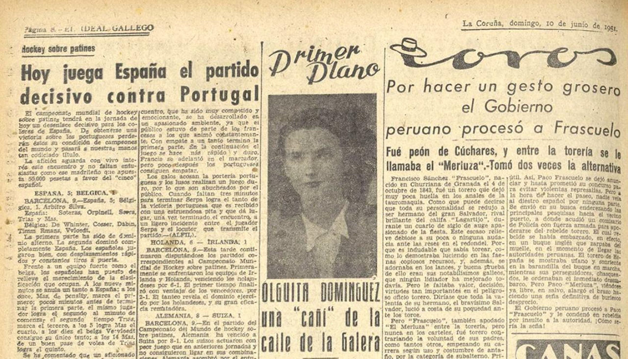 La cantante coruñesa Olguita, en su entrevista con El Ideal Gallego en 1951