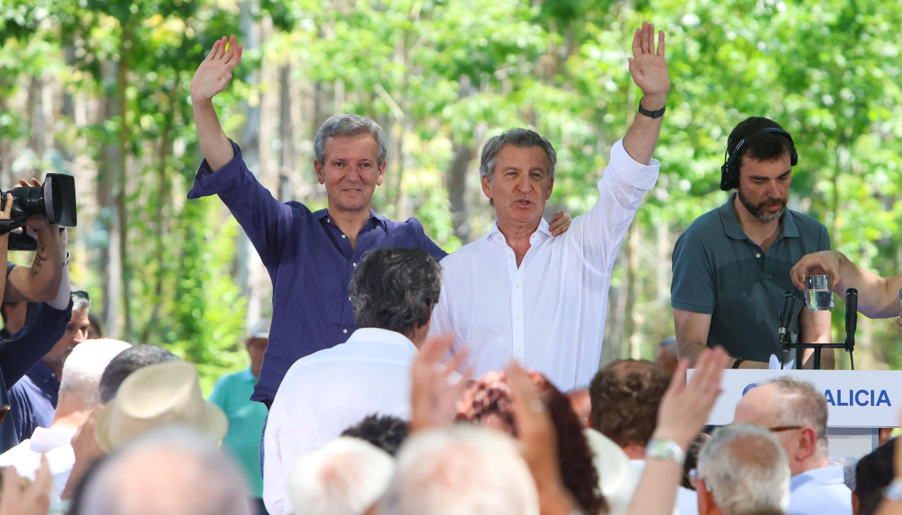 Rueda y Feijóo, esta mañana en O Pino