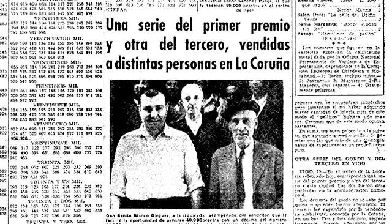 Los agraciados con el premio de la Lotería en junio de 1951