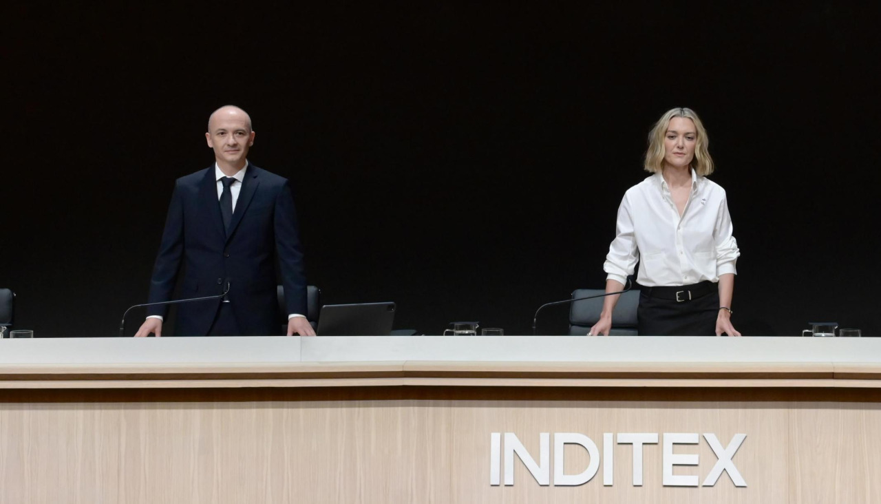 El consejero delegado de Inditex, Óscar García Maceiras, y la presidenta de Inditex, Marta Ortega