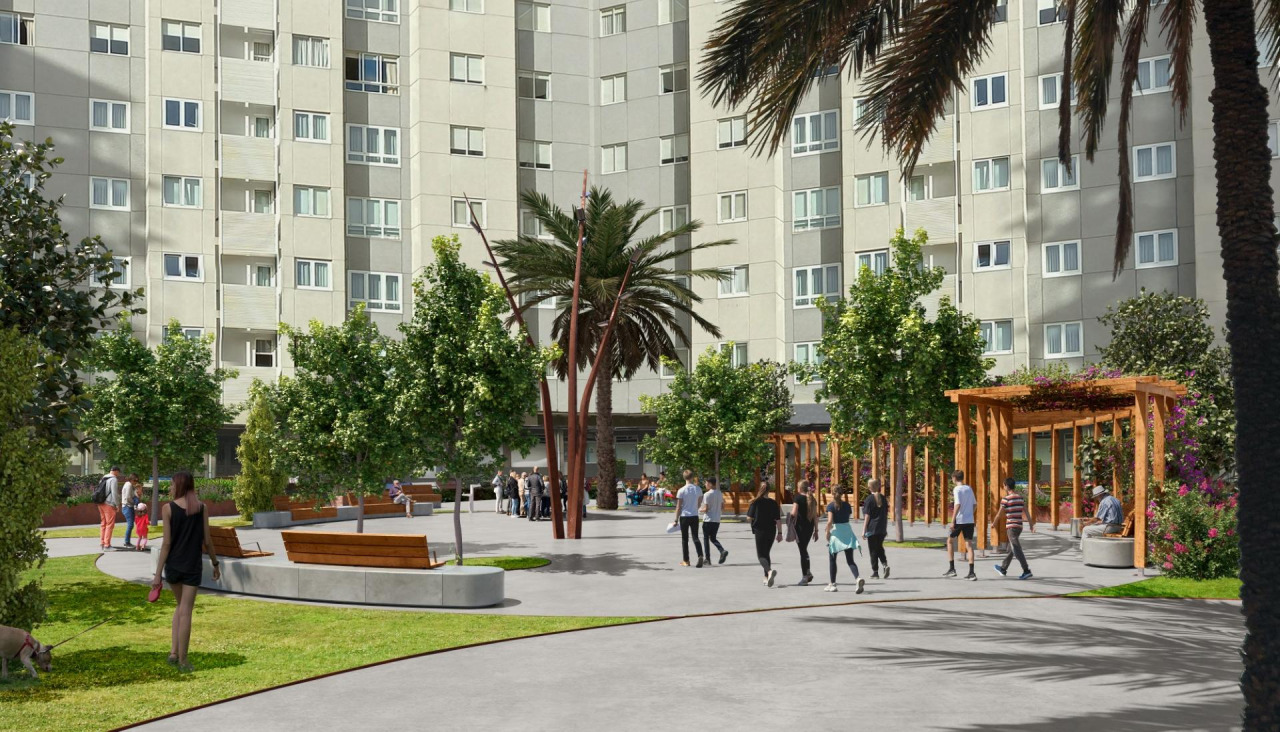 Recreación de uno de los espacios que se renovará en la Urbanización Tierno Galván