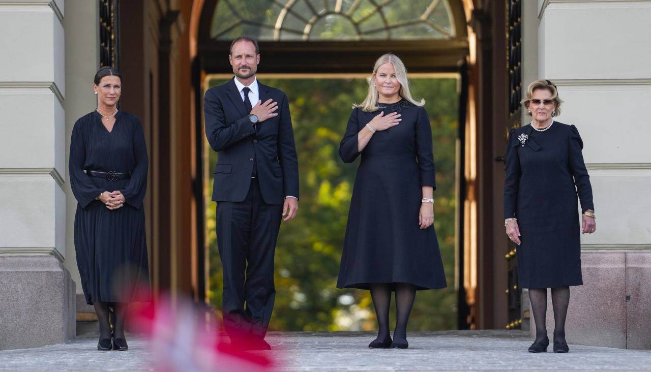 Marta Luisa, hermana de Haakon VIII, los nuevos reyes, y la reina viuda Sonia, el pasado 31 de agosto