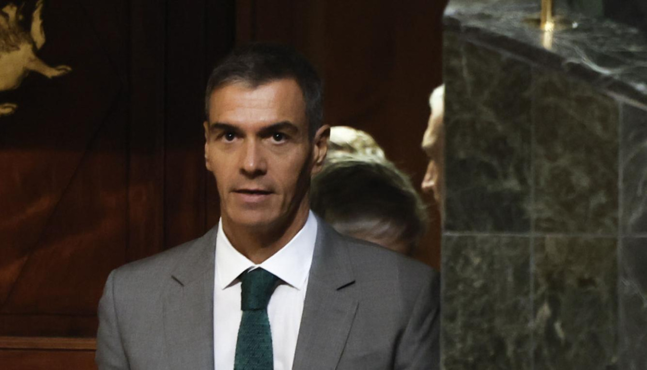 El presidente Sánchez, a su salida del hemiciclo del Congreso este pasado jueves
