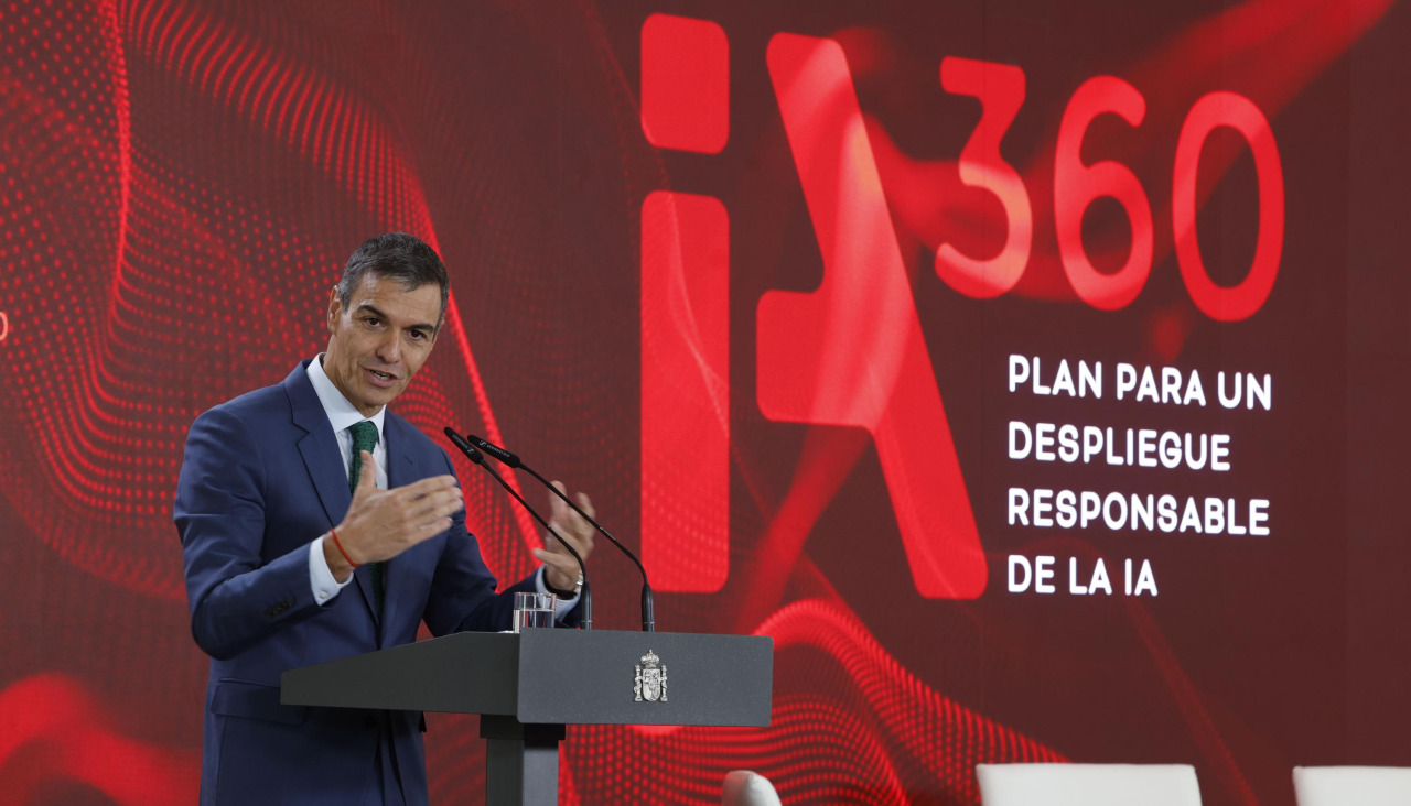 Sánchez, durante la presentación de este lunes del plan de IA del Gobierno