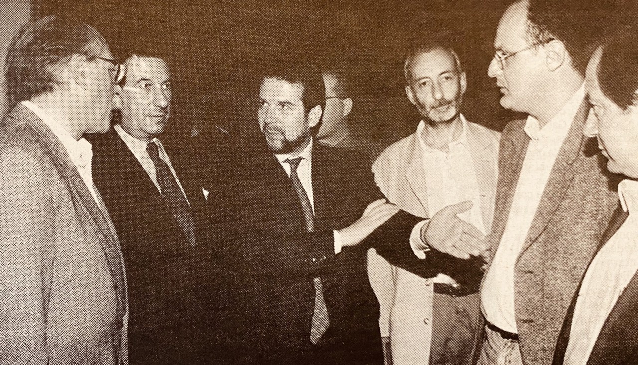 Abel Caballero con los dirigentes de Esquerda Unida y Os Verdes 1997