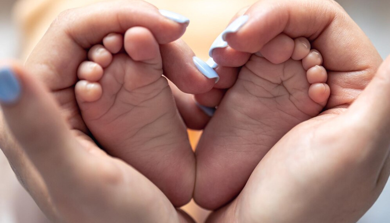 Mama sostiene piernas bebe recien nacido sus manos 169016 37057