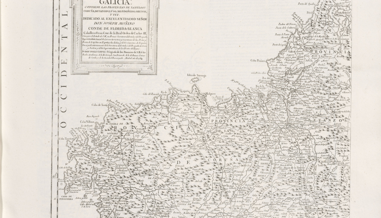 Provincia de A Coruu00f1a en el mapa del Instituto Geogru00e1fico Nacional de 1794