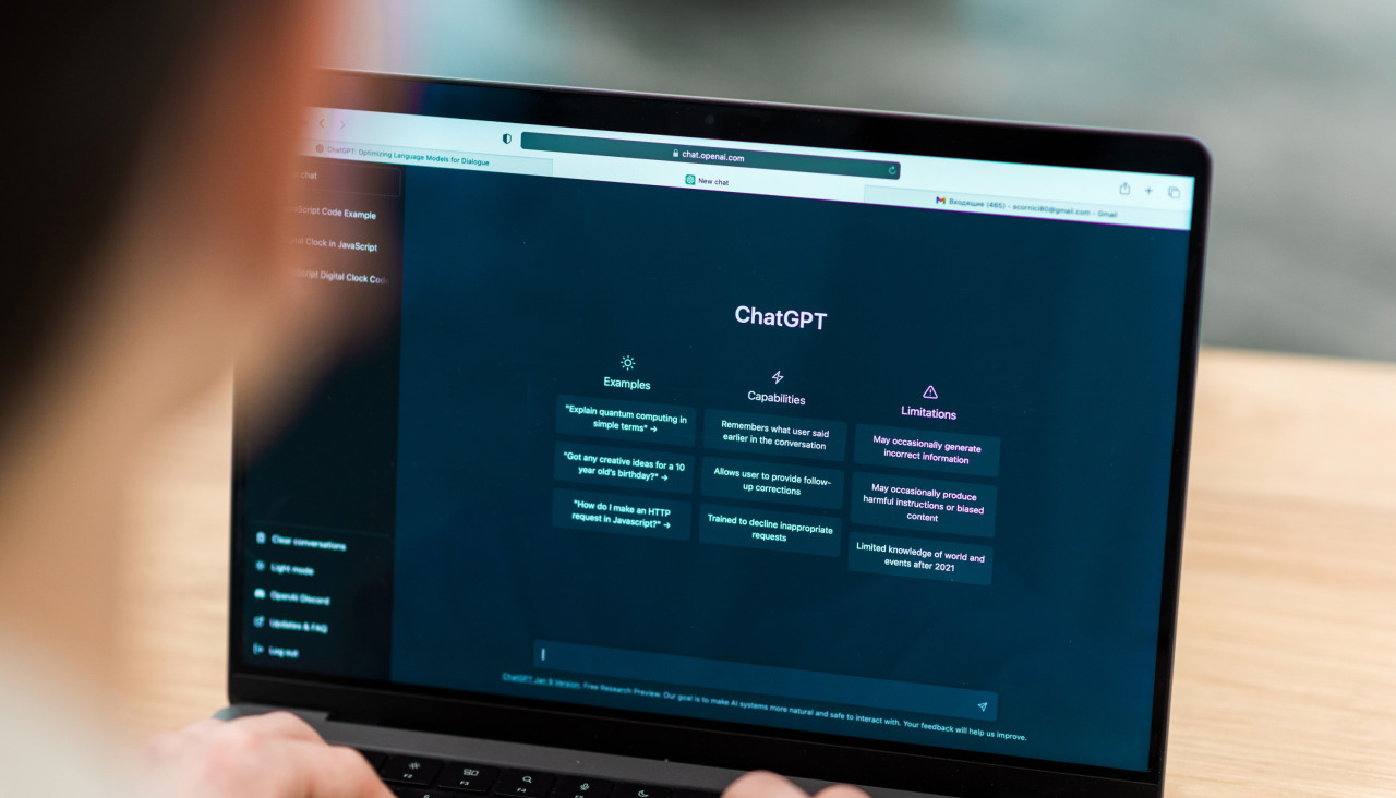Chat de ia abierto en la computadora portatil