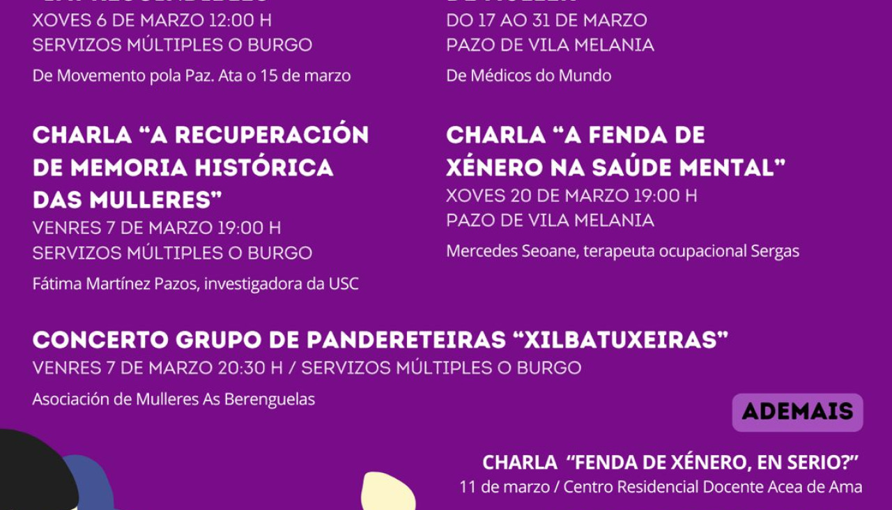 CARTEL CULLEREDO Culleredo se prepara para conmemorar el Día Internacional de la Mujer con una amplia programación con charlas, exposiciones y más actividades
