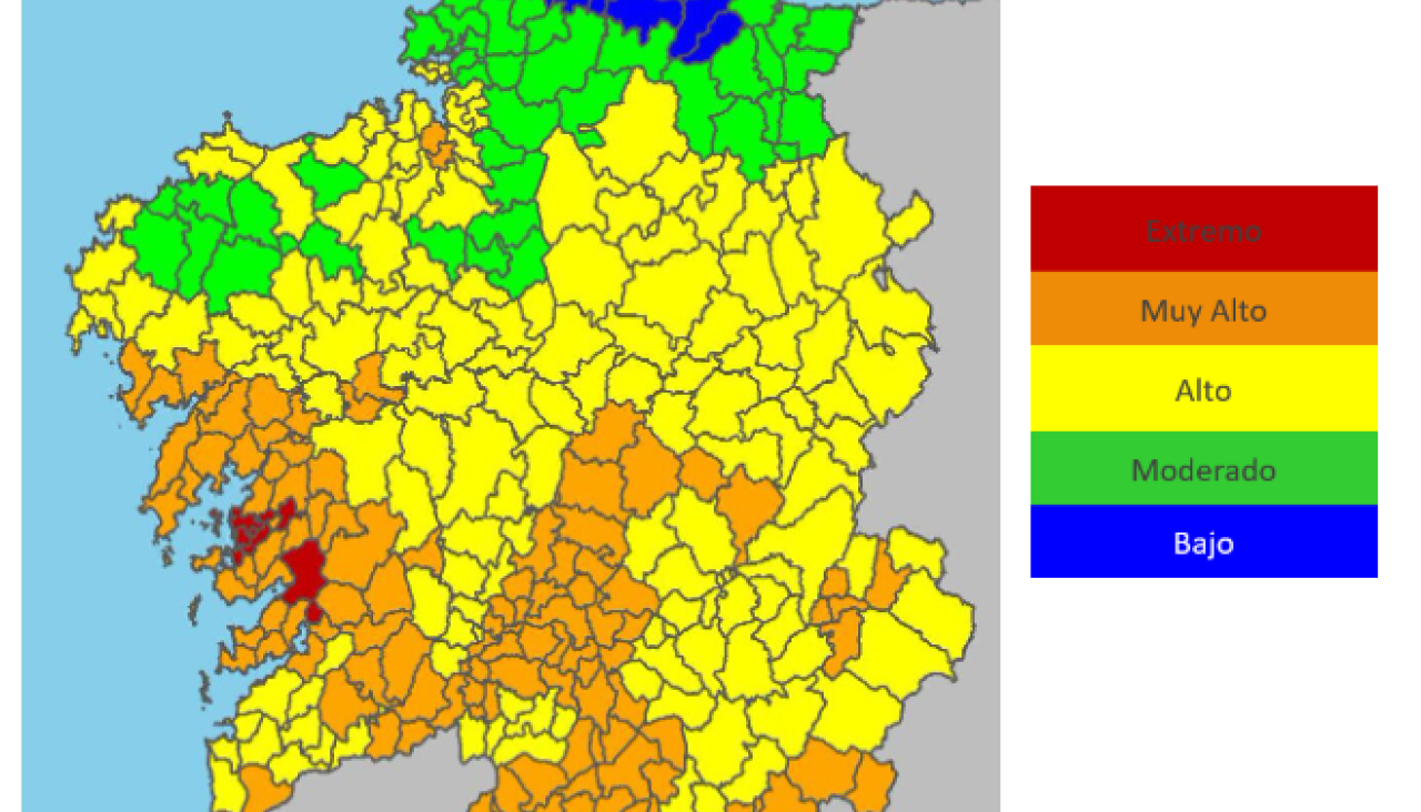 Mapa de riesgo de incendio para el 1 de agosto