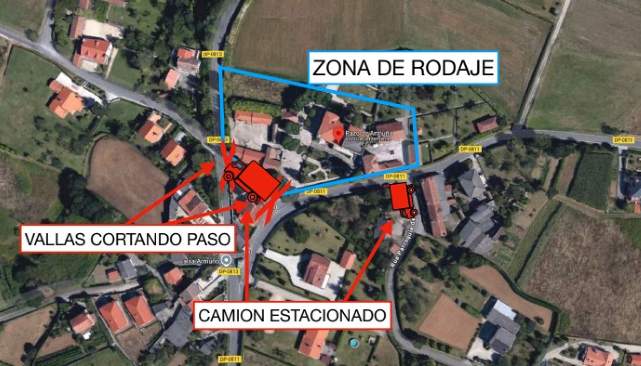 Corte de tru00e1fico en Bergondo por la serie Clanes