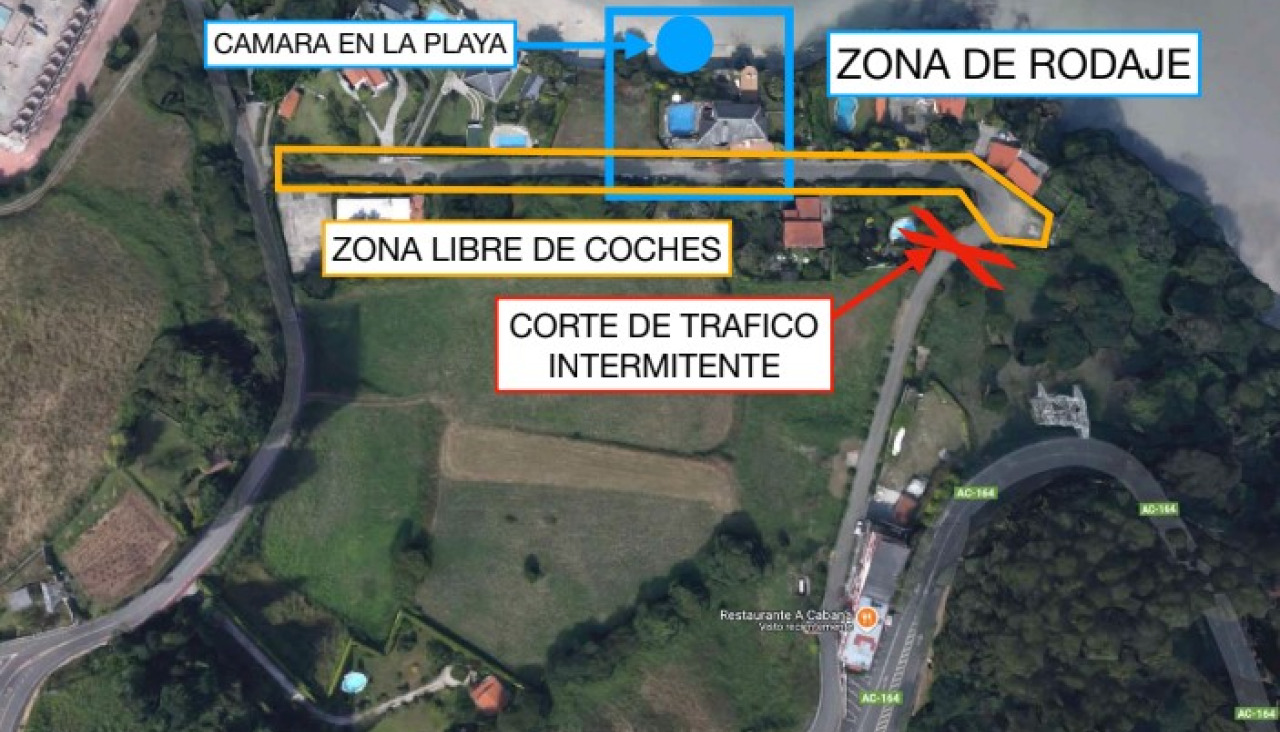 Corte de tru00e1fico en Bergondo por la serie Clanes 2