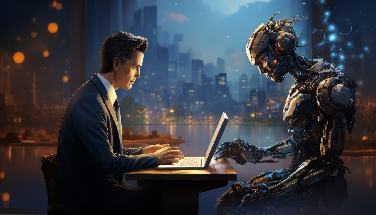 Businessman working futuristic office