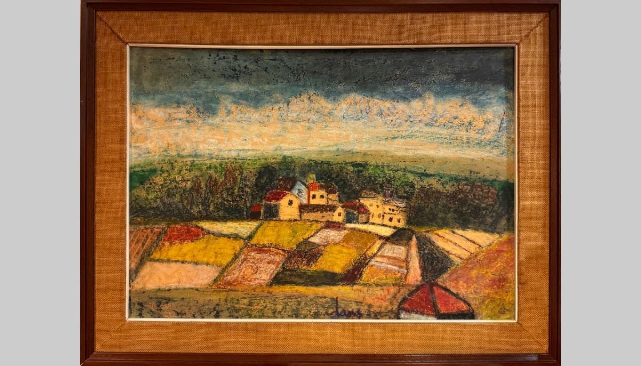 Mariu0301a Antonia Dans. Pueblo. Ceras sobre tabla. 49 x 68 cm.